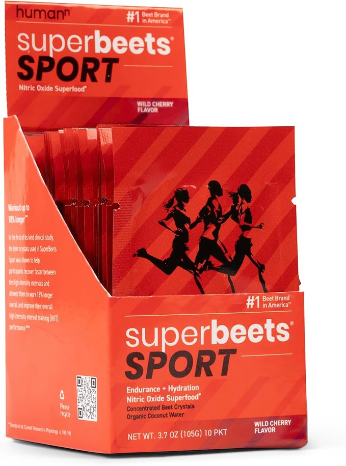 humanN SuperBeets Pre Workout Powder – Caffeine Free – Nitric Oxide Supplement – Creatine & Stimulant Free – Wild Cherry Flavor, 10 Count Packets