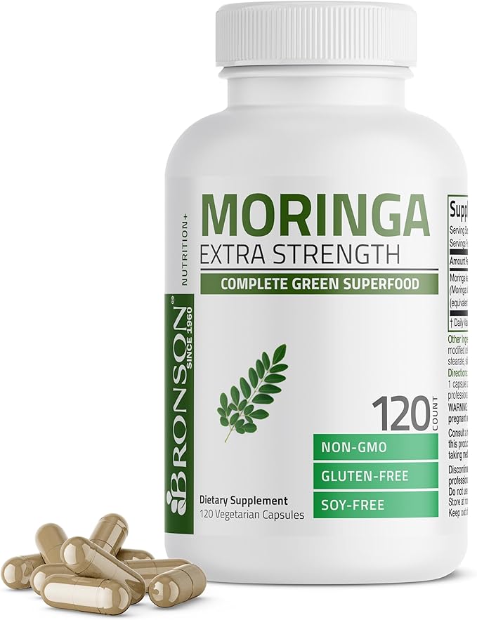 Bronson Moringa Extra Strength Capsules Moringa Oleifera Powder, 120 Count