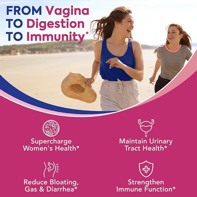 Probiotics for Women, 120 Billion CFU 34 Strains, Prebiotics, Digestive Enzymes, Cranberry, 4-in-1 Feminine Probiotic, Digestive, Vaginal, Immune Support, 60ct (Pack of 2)