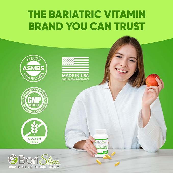 BariSlim Once Daily Bariatric Multivitamin Capsule - Iron-Free Formula - Bariatric Vitamin and Supplement for Post Bariatric Surgery, Including Gastric Bypass and Gastric Sleeve | 90-Day Supply