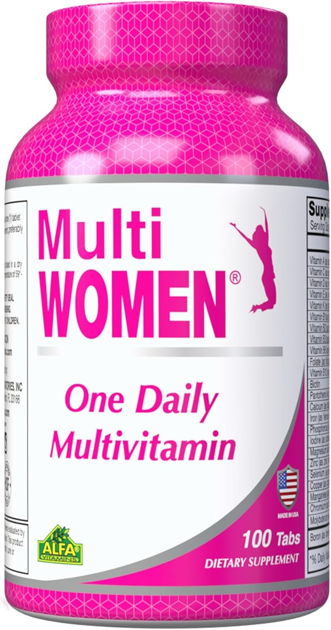 ALFA VITAMINS Multi Women Vitamins Dietary Supplement with Essential Vitamins & Minerals for Women - Amino Acids + Antioxidants - 100 Tablets