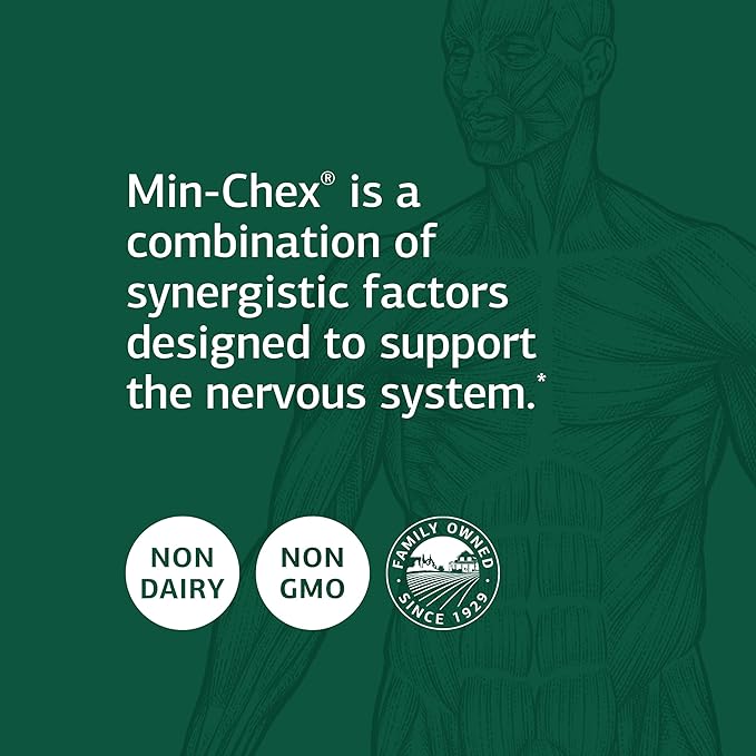 Standard Process Min-Chex - Whole Food Nervous System Supplement, Stress Relief with Soy Protein, Ascorbic Acid, Wheat Germ, Vitamin B6, Niacin, Iodine - 90 Capsules