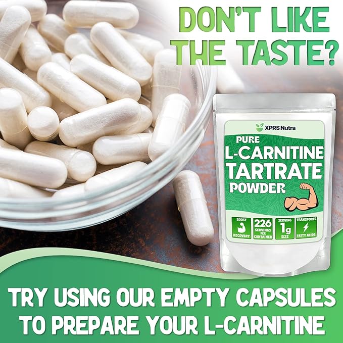 XPRS Nutra L Carnitine L Tartrate Powder - Premium Pure L Carnitine Tartrate - L-Carnitine Powder - Vegan Friendly Bulk L Carnitine Powder - Amino Acid L Carnitine Supplement (4 Ounce)