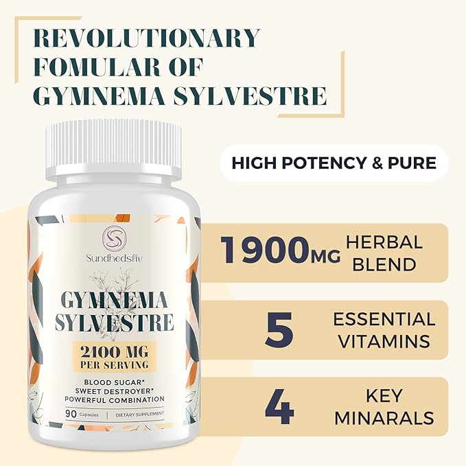 16 in 1 Blxxd Sugr Effective Gymnema Sylvestre Supplement 2100MG | with Berberine, Cinnamon, Bitter Melon | Vitamins, Magnesium & Chromium | Non GMO | 90 Vegan Capsules