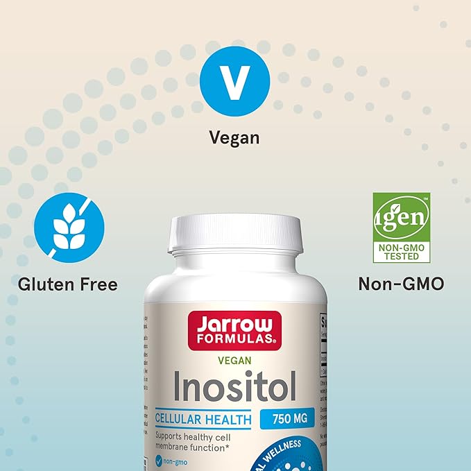Jarrow Formulas Inositol 750 mg, Dietary Supplement, Liver Support for Cellular Health and General Wellness, 100 Veggie Capsules, Up to a 100 Day Supply