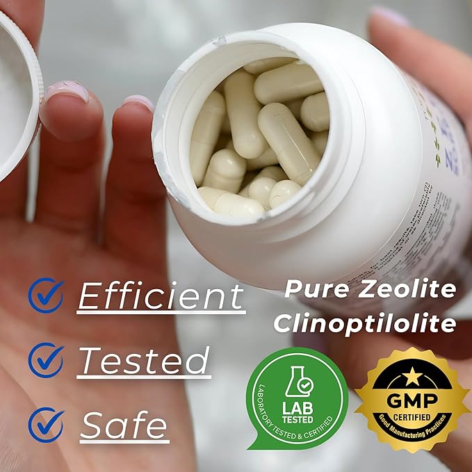 Zeolite Detox 240 Capsules - Zeolite Capsules Sorbolit Ultra FINE 1-2 µm - Zeolite Clinoptilolite Powder 95% - 3X Activated Zeolite Supplement 4 Months Supply