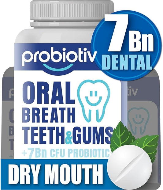 Oral Probiotics for Mouth Bad Breath 7 Billion CFU – Chewable Dental Probiotic for Teeth and Gums & Fresh Breath, Combats Dry Mouth, Halitosis & Supports Gut Health (30 Count (Pack of 1))