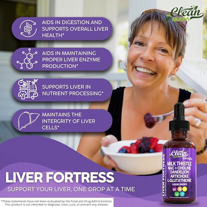 Milk Thistle NAC Liver Cleanse Detox & Repair Supplement Liver Support Liquid Drops with Dandelion Extract, Artichoke, Chanca Piedra, Beet Root, Choline, L-Glutathione, Ginger, Burdock, Schisandra