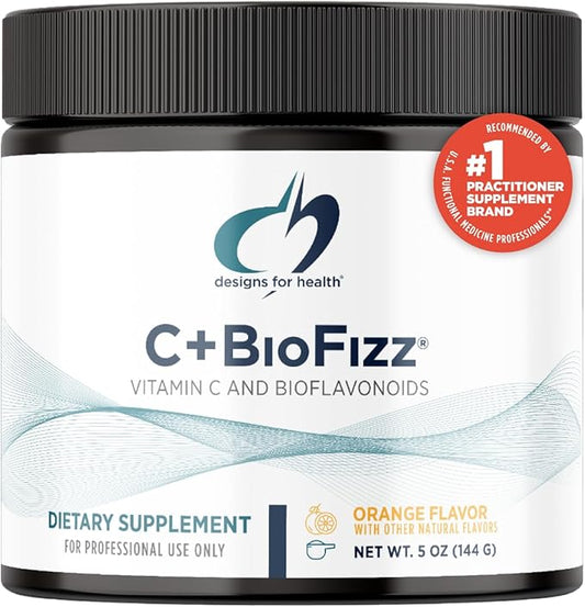 Designs for Health C+BioFizz Fizzy Vitamin C Drink Powder High Potency Vitamin C Powder with Bioflavonoids - Immune + Antioxidant Support Vitamin Powder Drink Mix - Vegan (36 Servings / 144g)