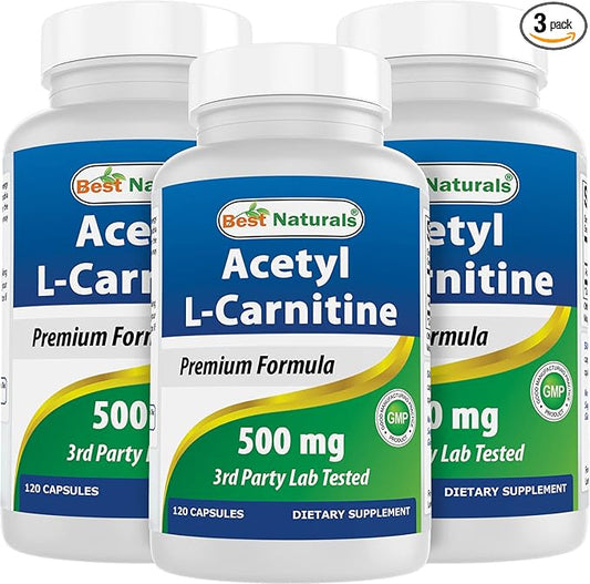 Best Naturals Acetyl L-Carnitine 500 Mg 120 Capsules (120 Count (Pack of 3))