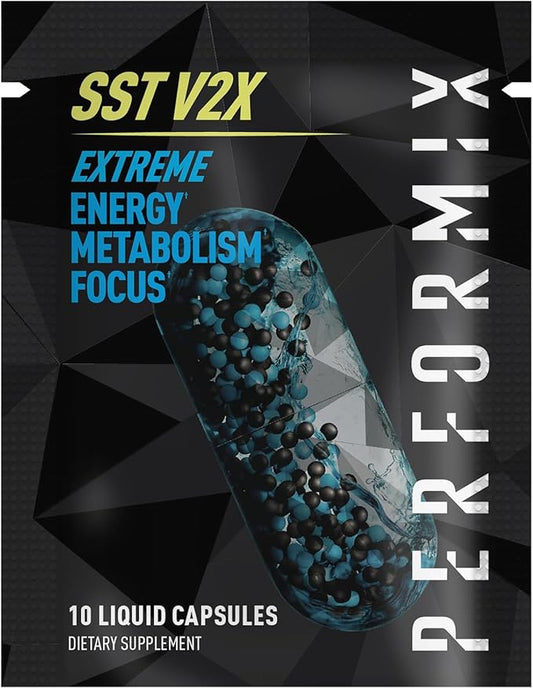 PERFORMIX - SST V2X - Pre Workout - 300 mg Caffeine - Energy Supplements - No Crash - Fitness Goals - Nootropic - Timed-Release for All Day Focus, Mood & Energy Boost - Men & Women - 10 Capsules