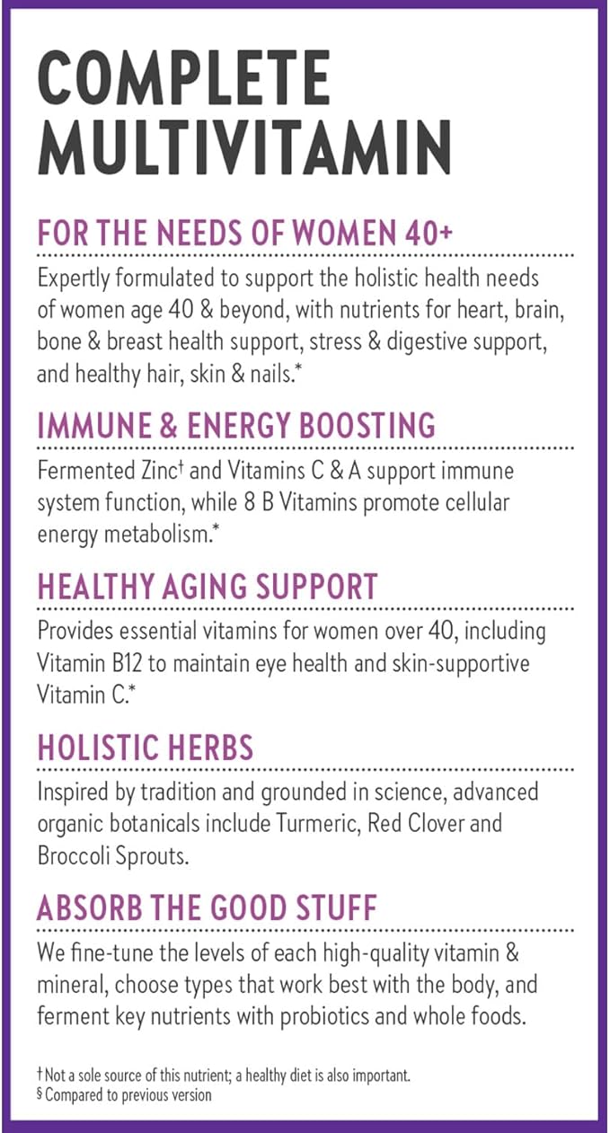 New Chapter Women's Multivitamin 40 plus for Energy, Healthy Aging + Immune Support with 20+ Nutrients -- Every Woman's One Daily 40+, Gentle on the Stomach, 72 Count