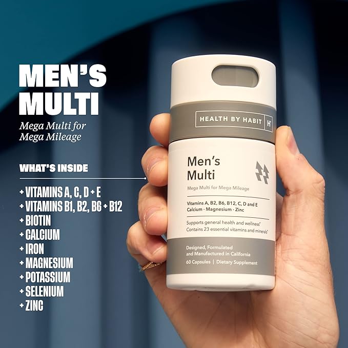 Health by Habit Mens Multi Supplement 2 Pack (120 Capsules) - 23 Essential Vitamins and Minerals, Supports General Health & Wellness, Non-GMO, Sugar Free (2 Pack)