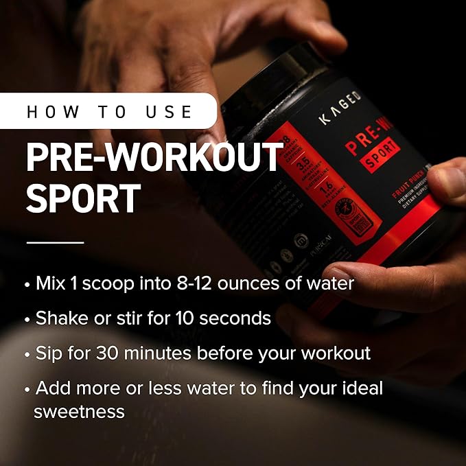 Kaged Pre-Kaged Sport Pre Workout Powder | Fruit Punch | Energy Supplement for Endurance | Cardio, Weightlifting Sports Drink | 20 Servings