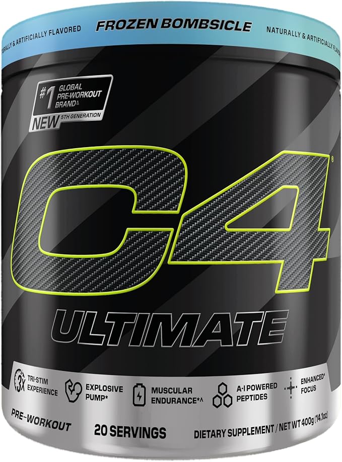Cellucor C4 Ultimate Pre Workout Powder - Sugar Free Preworkout Energy Supplement for Men & Women - 300mg Caffeine + TeaCrine + Dynamine + Creatine - Freedom Bombsicle, 20 Servings