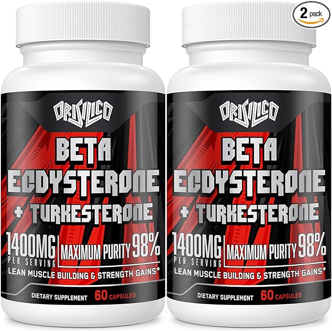 1400mg Beta Ecdysterone and Turkesterone Supplements, Maximized 98% Beta Ecdysterone & 20% Turkesterone Extract for Muscle Mass,Strength, Protein Synthesis, 120 Capsules