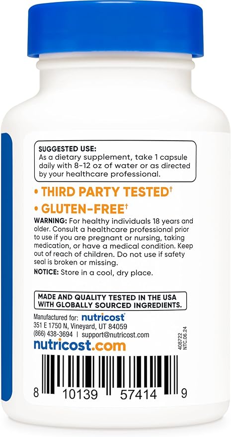 Nutricost N-Acetyl L-Cysteine (NAC) 600mg, 30 Vegan Capsules - GMO Free, Gluten Free, Vegetarian Caps