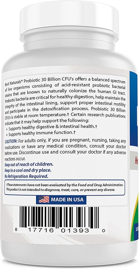 Best Naturals Probiotic 10 Strains 30 Billion Shelf Stable 120 Veggie Caps (120 Count (Pack of 2))