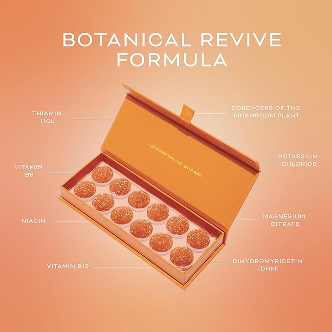 Molly J. Revive Post-Celebration Wellness Gumdrops – Cordyceps & DHM to Replenish and Rejuvenate – Plant-Powered Gummies in a Luxury Gift Box – Pack of 12 Gumdrops