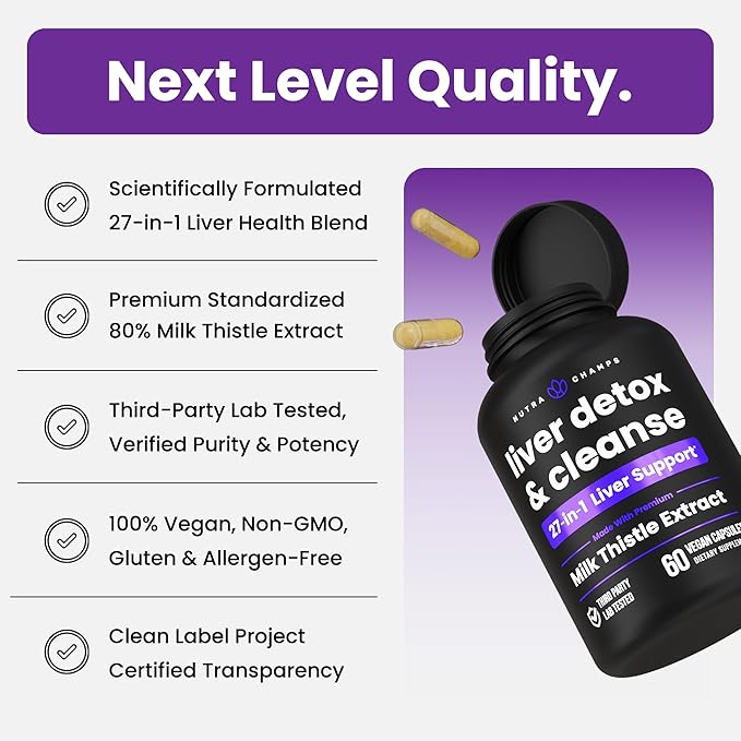 Liver Cleanse Detox & Repair Formula | 20+ Herbs: Milk Thistle Extract with Silymarin, Artichoke, Dandelion, Chicory Root Powder & More! | Premium Liver Support Pills Supplement, 60 Capsules (2-Pack)