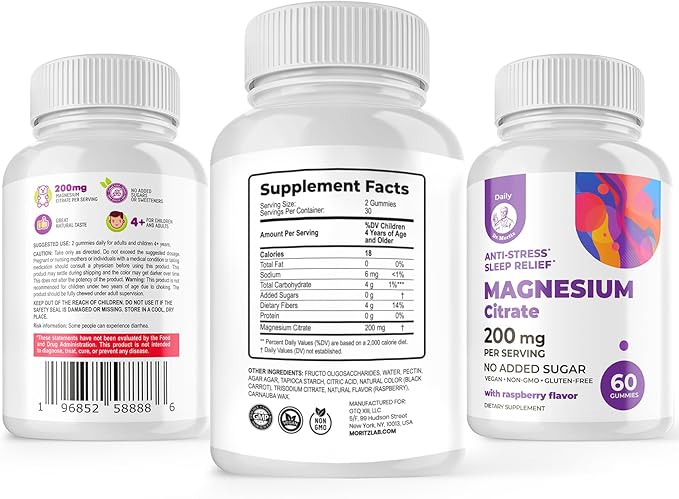DR. MORITZ Magnesium Gummies Sugar-Free - Calm Magnesium Gummies Supplement for Children, Sugar-Free Magnesium Calm Chews for Kids & Adults (120 Count)