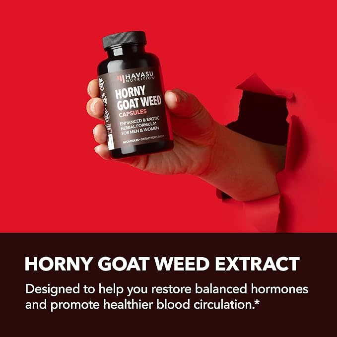 Horny Goat Weed for Men and Women - Extra Strength Performance Support with Maca Root Extract & Tongkat Ali & Muira Puama - Power, Performance and Energy Support - 1 Month Supply Herbal Supplement
