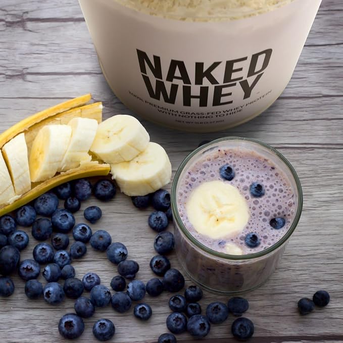 Naked Whey Chocolate Peanut Butter Grass Fed Whey Protein Powder, No GMO, No Soy, and Gluten Free, Aid Growth and Recovery - 52 Servings
