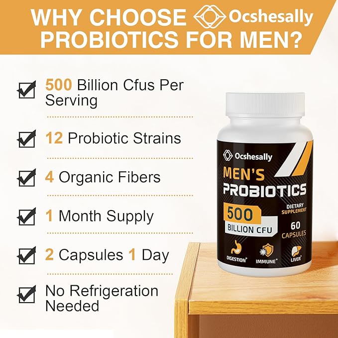 Probiotics for Men, Men Care Supplement, Gut Health for Men, 500 Billion CFUs & 12 Strains, Mens probiotic with Turmeric, Cranberry, Goji, for Digestive, Immune & Bloating Health, 3packs