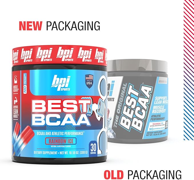 BPI Sports Best BCAA - The Building Blocks of Protein and Muscle - Post-Workout Recovery - Weight Loss Support - Rainbow Ice, 30 Servings, 300 g