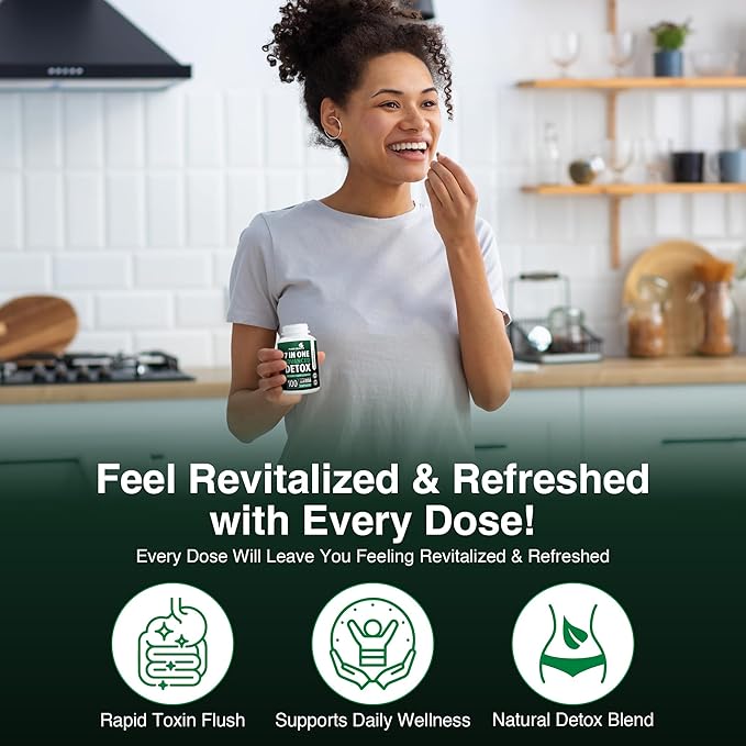Extra Strength Fast Acting 7-in-ONE Advanced Formula - Full Body Cleanse - Detox & Liver Cleanse - Detox & Liver Repair, All Natural Toxins Remover, Healthy Cleansing Support for Liver (30 Capsule)