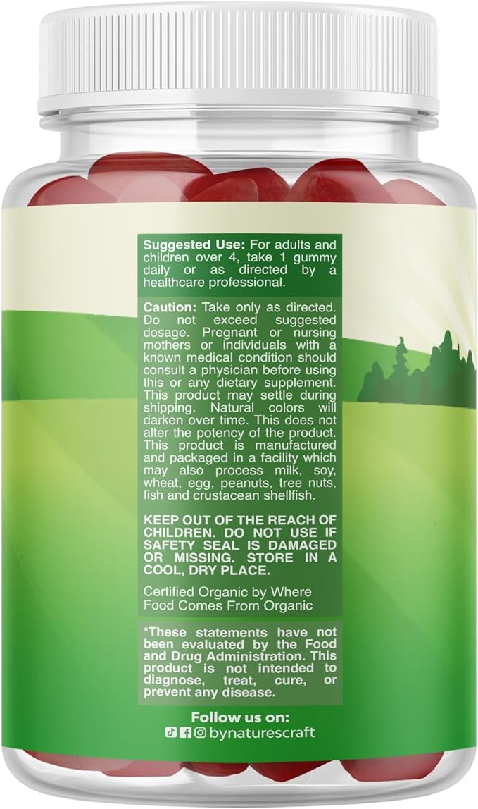 USDA Organic Probiotic Gummies for Kids - Vegan Non-GMO Kids Probiotic Gummy Vitamin for Immunity and Digestive Health - Gentle 2.5B CFU Organic Probiotics for Kids - Strawberry Flavor (2 Months)