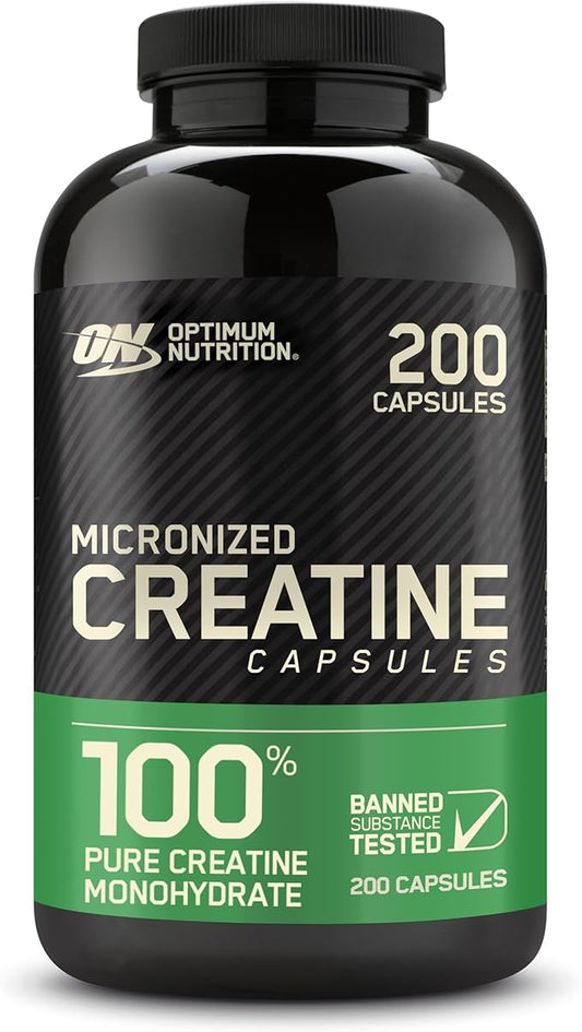 Optimum Nutrition Micronized Creatine Monohydrate Capsules, Keto Friendly, 2500mg, 200 Capsules (Packaging May Vary)