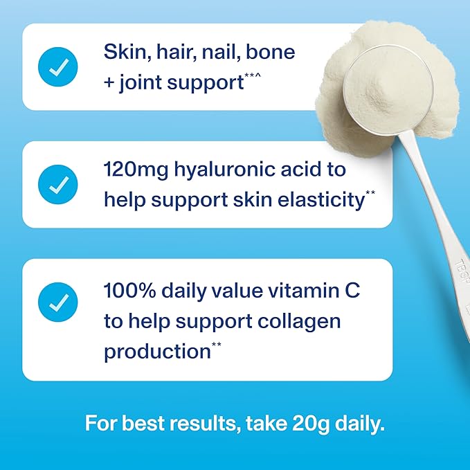 Vital Proteins Grass Fed Collagen Peptides with Hyaluronic Acid and Vitamin C, Shrink-Wrapped 9.33oz Bundle, Hydrolyzed Collagen - 20g per Serving - Unflavored 9.33oz Canister Pack of 2