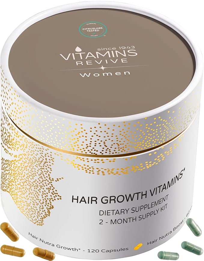 VITAMINS REVIVE Hair Supplement Hair Growth Vitamins for Women - USA Clinically Tested - Hair Loss Products for Thinning & Thickening - Female Hair Regrowth Treatment (2 Month Supply)