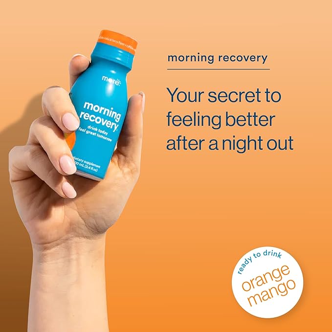 Morning Recovery Electrolyte, Milk Thistle Drink Proprietary Formulation to Hydrate While Drinking for Morning Recovery, Highly Soluble Liquid DHM, Orange Mango, Pack of 12