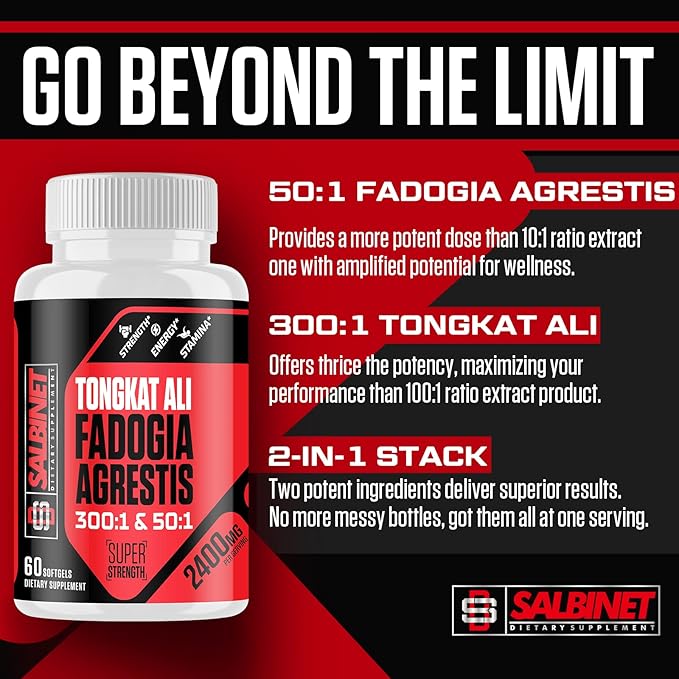 2400mg Fadogia Agrestis Tongkat Ali Supplements - Third Party Tested - 1400mg Fadogia Agrestis & 1000mg Tongkat Ali, Maximum Strength, Muscle Mass & Athletic Performance, 4 Packs