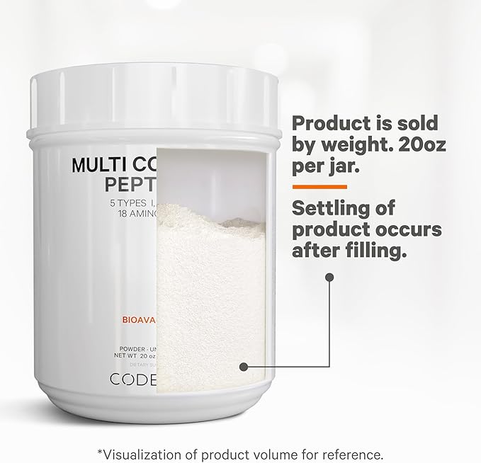 Codeage Multi Collagen Protein Powder Peptides, 2-Month Supply, Hydrolyzed, Type I, II, III, V, X Grass Fed All in One Super Bone Broth Collagen Supplement, Non-GMO, 20 Ounces