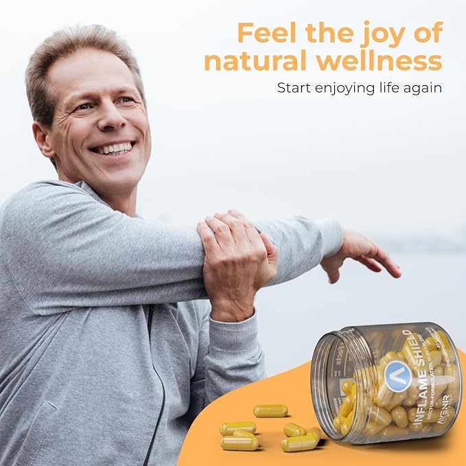 Inflame Shield | Turmeric Supplement for Inflammation Support with Ginger, Bioperine, & Bromelain | Advanced Formula for Joint Support | 120 Capsules for Men and Women