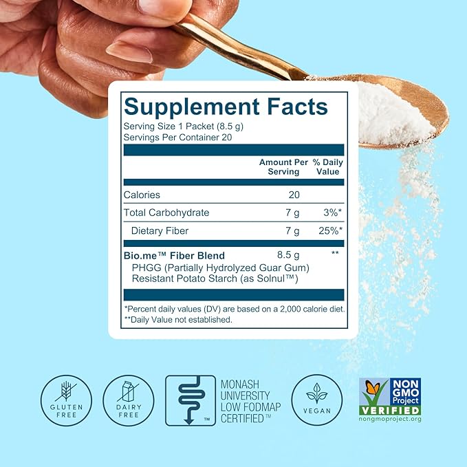 Daily Prebiotic Fiber Travel Packs 20 Servings - Fiber Supplement Powder for Digestive Health & Gut Health - Fiber Powder Unflavored Prebiotics, Non-GMO Dietary Fiber Gluten & Sugar Free Soluble Fiber