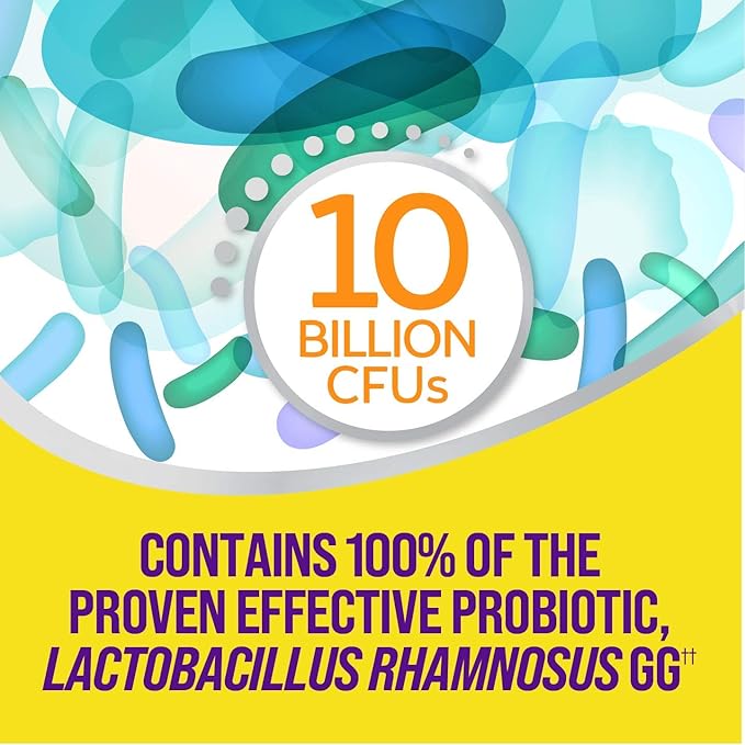 Culturelle Digestive Health Daily Probiotic Chewables, Probiotic for Men and Women, Most Clinically Studied Probiotic Strain, 10 Billion CFUs, Supports Occasional Diarrhea, Gas & Bloating, 24 Count