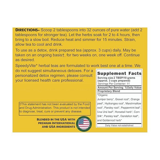 SpeedyVite Kidney Bladder LifeBoost Tea Herbal Supplement, USDA Organic Cleanses & Supports Urinary Tract Health, Marshmallow Root Dandelion Goldenrod Juniper Hydrangea+ Natural Detox