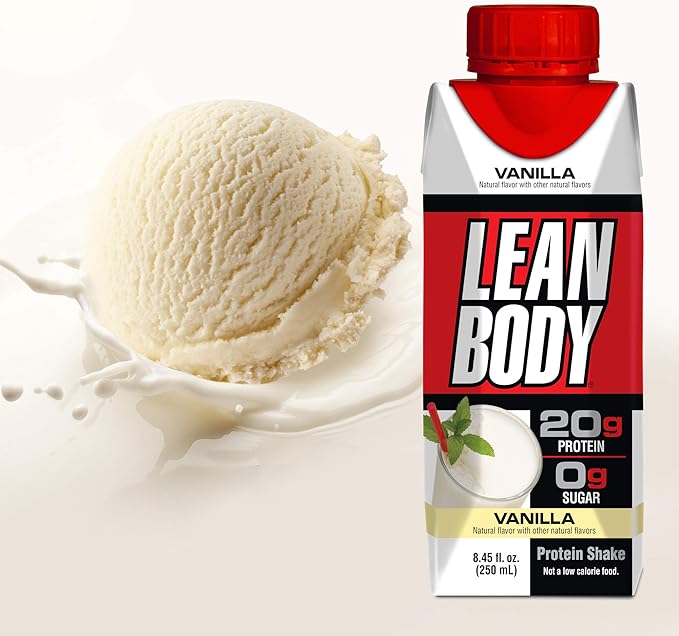 LABRADA Nutrition - Lean Body RTD Whey Protein Shake, Convenient On-The-Go Meal Replacement Shake for Men & Women, 20 Grams of Protein – Zero Sugar, Lactose & Gluten Free, Vanilla (Pack of 16)