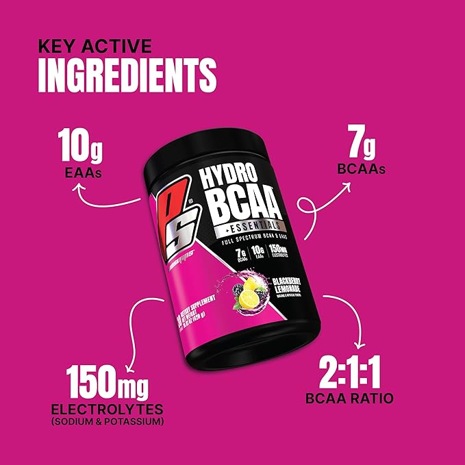 ProSupps HydroBCAA BCAA/EAA Full Spectrum Matrix, 7g BCAAs, 3g EAAs, 0g Sugar, 0g Carbs, 30 Servings, (BlackBerry Lemonade Flavor)
