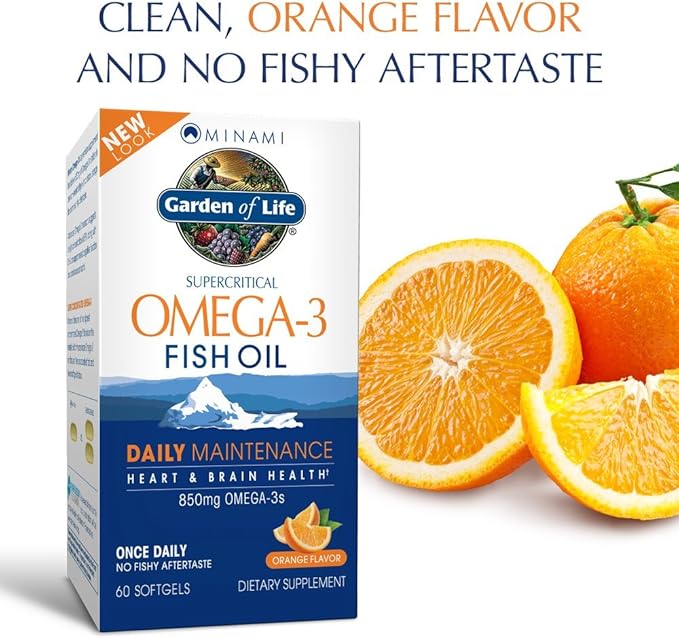 Garden of Life EPA/DHA Omega 3 Fish Oil - Minami Natural Brain Function, Heart and Mood Supplement, 60 Softgels