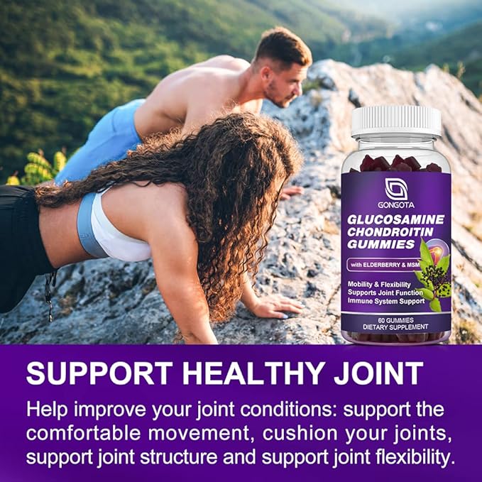 Glucosamine Chondroitin Gummies - 2- Pack, Extra Strength 1500mg Glucosamine with MSM & Elderberry, Joint Support Supplement, Best Cartilage & Immune Support Supplement for Men and Women - 120 count