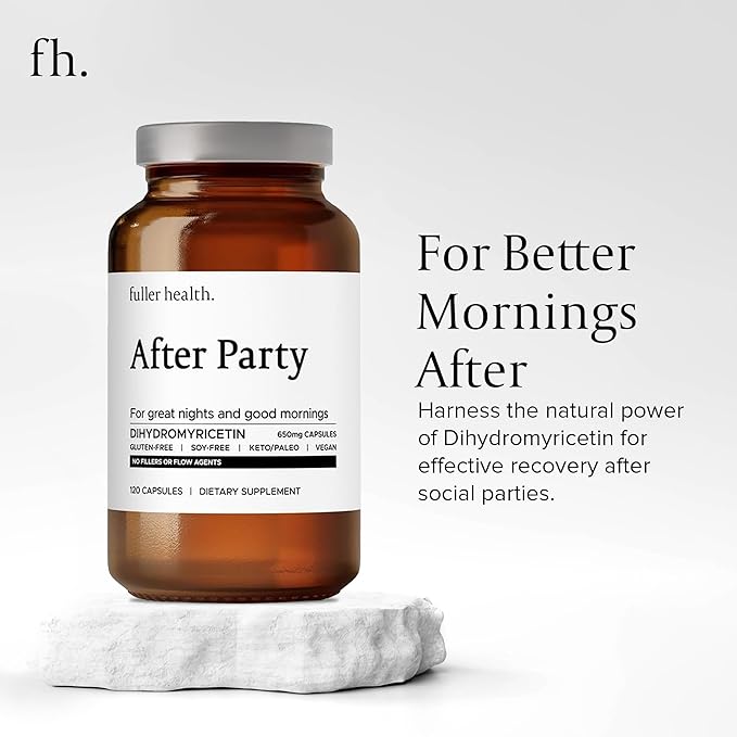 After Party DHM Dihydromyricetin Supplement | Supports Liver, Metabolism, Energy Levels, Post-Celebration Relief | Feel Refreshed, 650mg Per Pill | 3 Bottles, 72 Servings