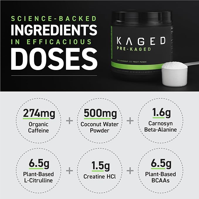 Kaged Original Pre Workout Powder | Orange Krush | Pre-Kaged | Formulated with Creatine, Beta Alanine, Pure Caffeine | 20 Servings