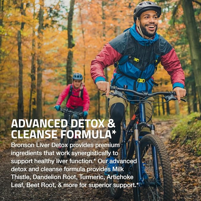 Bronson Liver Detox Advanced Detox & Cleansing Formula Supports Health Liver Function with Milk Thistle, Dandelion Root, Turmeric, Artichoke Leaf & More, Non-GMO, 60 Vegetarian Capsules
