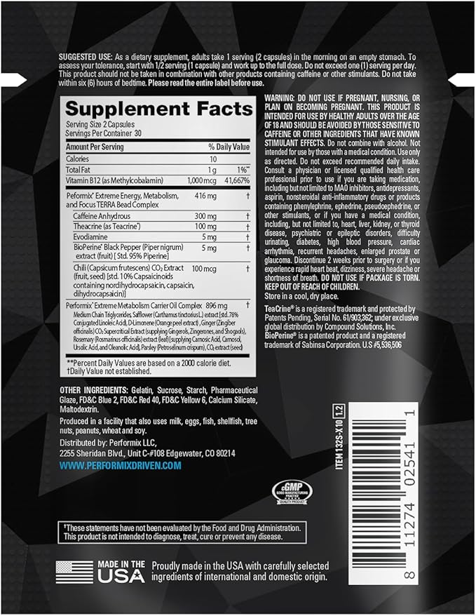 PERFORMIX - SST V2X - Pre Workout - 300 mg Caffeine - Energy Supplements - No Crash - Fitness Goals - Nootropic - Timed-Release for All Day Focus, Mood & Energy Boost - Men & Women - 10 Capsules