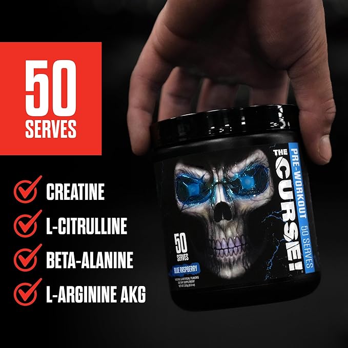 JNX SPORTS The Curse! Pre Workout Powder - Pina Colada 50 Servings | Preworkout: Boost Strength, Energy + Focus for Men & Women | Caffeine, Beta-Alanine, Creatine & L-Citrulline